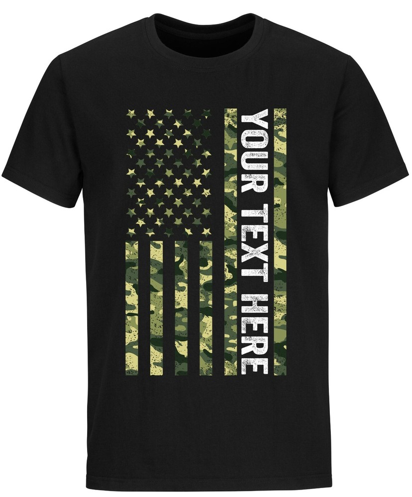 Custom Made Shirt USA Camo Flag Patriotic Personalized T-shirt Your Own Text