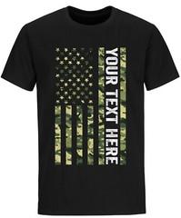 Custom Made Shirt USA Camo Flag Patriotic Personalized T-shirt Your Own Text