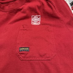 Ariat Men Rebar T-Shirt Size L/G Red Cotton Blend Chest Pocket Work Tee