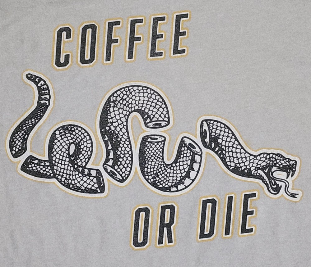Black Rifle Coffee Company T-Shirt Men’s Sz Large Coffee or Die Snake Parts Tee