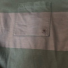 Nautica Men’s Round Neck Dark Green Long Sleeve Tee with Stripe Detail Size M