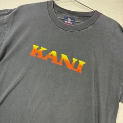 Vintage Kani Jeans Shirt Men XXL Black Flame Fire Sleeves Faded Cracked Y2K