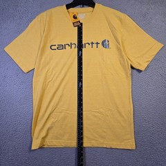 Carhartt Shirt Mens Medium Yellow Work Wear Outdoors Loose Fit Casual Logo NWT
