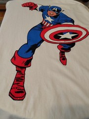Captain America White T shirt 2XLT New And Never Used Large W/Long Length Marvel