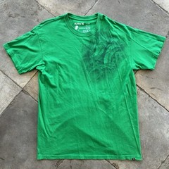 Vtg Y2K Hurley Grunge Skater Cyber T-Shirt Mens XL Green Affliction Style Tee