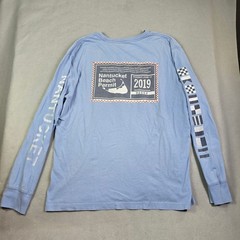 Nantucket Beach Permit Shirt Lot 2 Men L Blue White Coastal Nautical 2013 & 19