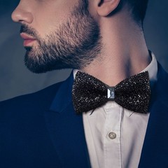 3 Pieces Rhinestone Bow Ties Men Pre Tied Bow Ties with Adjustable Length Men Gl