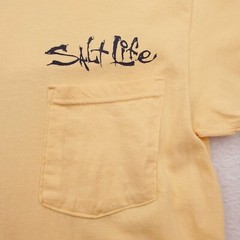 Salt Life Shirt Mens Medium Yellow Blue Crab Brew Beer Outdoor Beach
