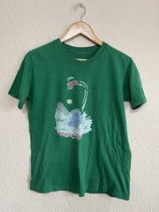 1975 True Vintage Fran Mar Wanna Play? Waterprint Vintage Tee Shirt Green 70’s