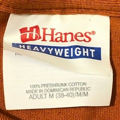 Hanes Heavyweight Dark Orange Men’s Cotton T-Shirt * Size Medium 38-40