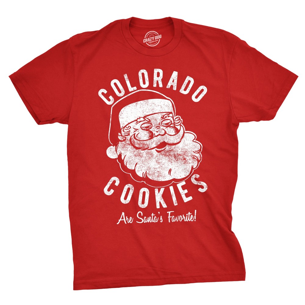 Mens Colorado Cookies Pot Santa Shirt Funny Christmas Tee Sarcastic Adult Humor