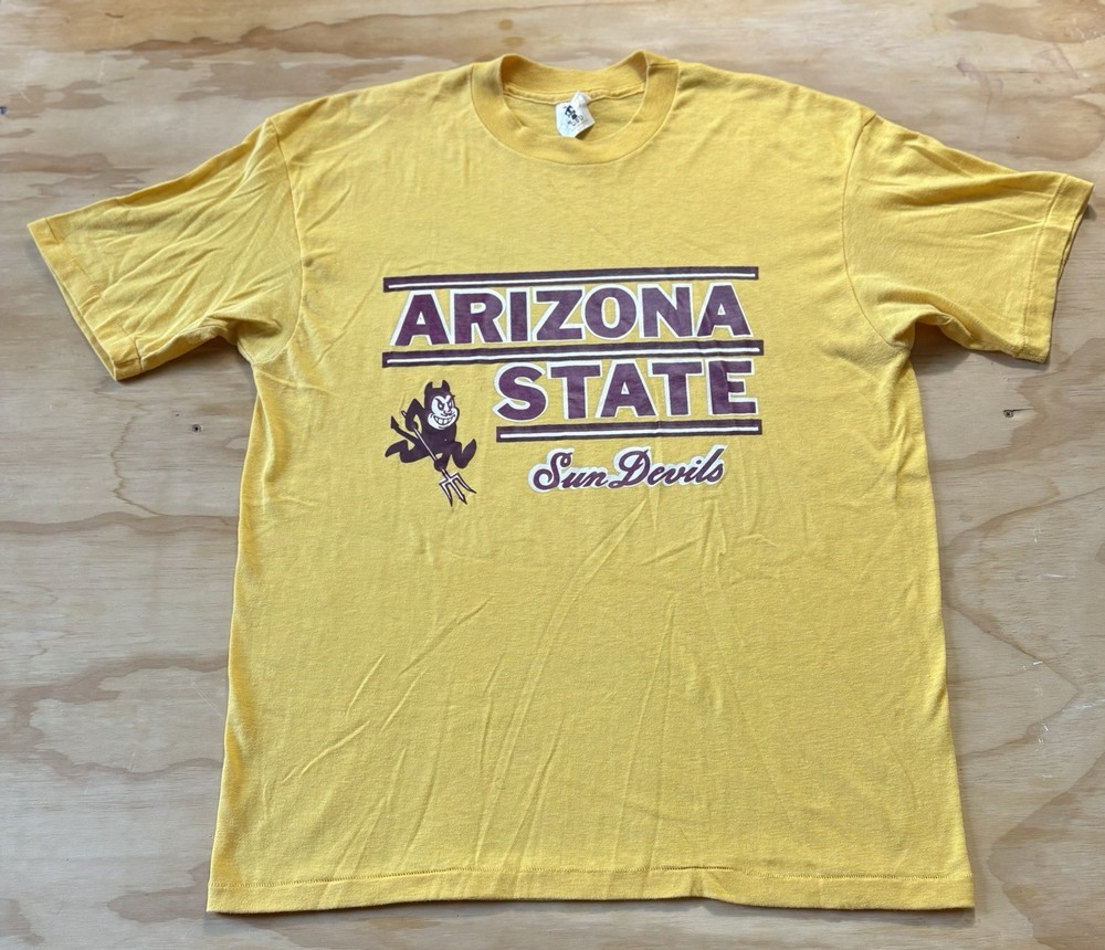 Arizona State University Sun Devils T-Shirt Vintage 80s Thin 50/50 Single Stitch