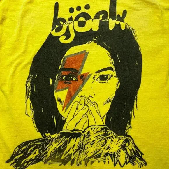 Bjork x Bowie 90s Rare Graphic Yellow T shirt Basic style tee NH20015