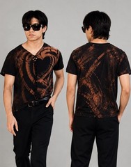 Hand Woven Bleach Painted 100% Cotton T-Shirt Men’s Large Wearable Art Tee