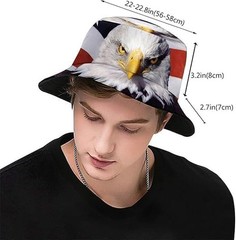 American Flag Bald Eagle Bucket Hat for 4th of July – Packable Sun Hat for Me…
