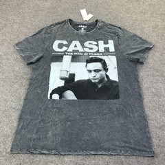 Cash Johnny Cash Man In Black Shirt Mens Large Gray Graphic Tee Tagless