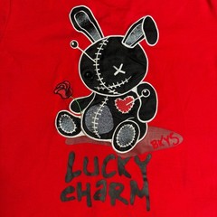 BKYS Men’s Small Shirt Red Lucky Charm Teddy Bear Graphic Streetwear Urban