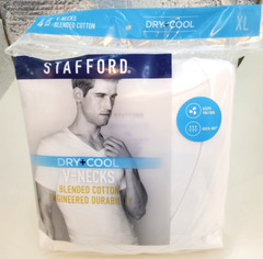 Stafford T Shirt Dry+Cool V-Necks Blended Cotton XL 4Pack