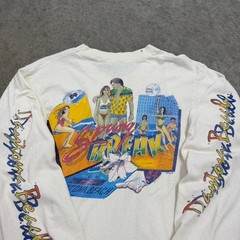 Vintage 80s Daytona Beach Spring Break T-shirt Long Sleeve Surf White Men Medium