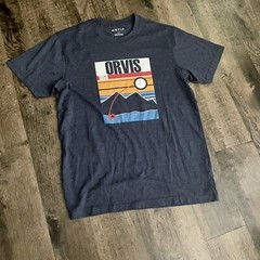 Orvis Classic Fit 1856 Fishing Graphic Mountain T Shirt Blue Men’s Sz Medium