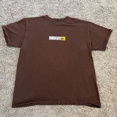 Vintage Y2k Quiksilver T Shirt Box Logo Brown Skate Streetwear Surf Size Large L