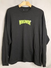 Asos Design Black Worldwide Graphic Doube Sided Long Sleeve T-Shirt Size M MEDIU
