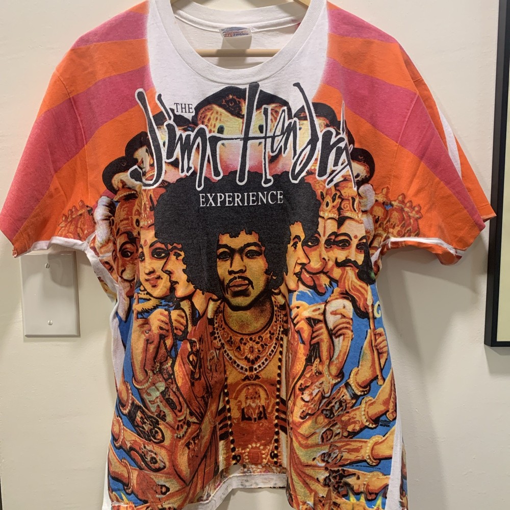 Vintage Jimi Hendrix 90’s AOP Bold As Love Graphic Hanes Tag Size L 22x28in