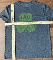 Men’s Lucky Brand Short Sleeve Gray Tshirt With Clover Very Soft Feel Size Large