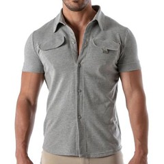 TOF PARIS T-Shirts Short-Sleeved Cotton Pique Shirt Heather Grey 32