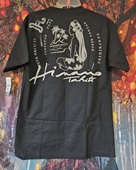 Hinano Tahiti Hiti Mahana Hula Girl Logo Black Men’s Crew Tee Shirt M