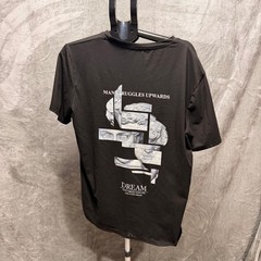 Shein Black Graphic T Shirt Dream Man Struggles Upwards Mens Large