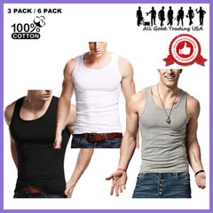 3-12 Packs Mens 100% Cotton Tank Top A-Shirt Undershirt Ribbed Finest Quality