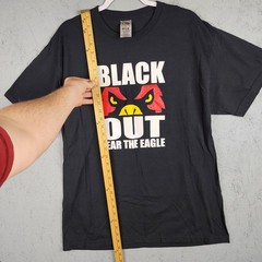 Vintage Black Out Fear The Eagle Shirt Mens XL Black Graphic logo Sports Y2k