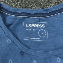 Express Shirt Mens Large Blue Geometric Pattern Crewneck Casual Tee T-Shirt