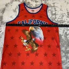 Home Free Tank Top Mens Large Red California Bald Eagle Patriotic Stars 1776