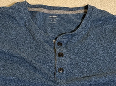 Men’s Old Navy Blue and Grey Short Sleeve Henley Button Shirt