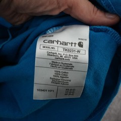 Carhartt Loose Fit Heavyweight Long Sleeve Logo Graphic Tee Atomic Blue Size XS