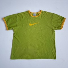 Vtg 90s Y2K Lemon + Lime NIKE Ringer Swoosh T-Shirt / Size XL Cotton Logo Sport