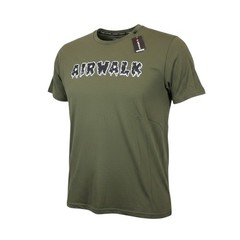 Airwalk T-Shirt 3XL Short Sleeve Army Green Spellout Logo Skateboard Skate
