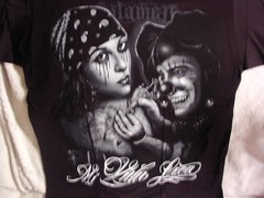 TATTOO MI VIDA LOCA UNTAMED JOKER SMILE NOW CRY LATER MASK T-SHIRT
