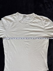 Buck Mason Slub Curved Hem Crew Neck Tee Off White Cream Mens Small Made In USA