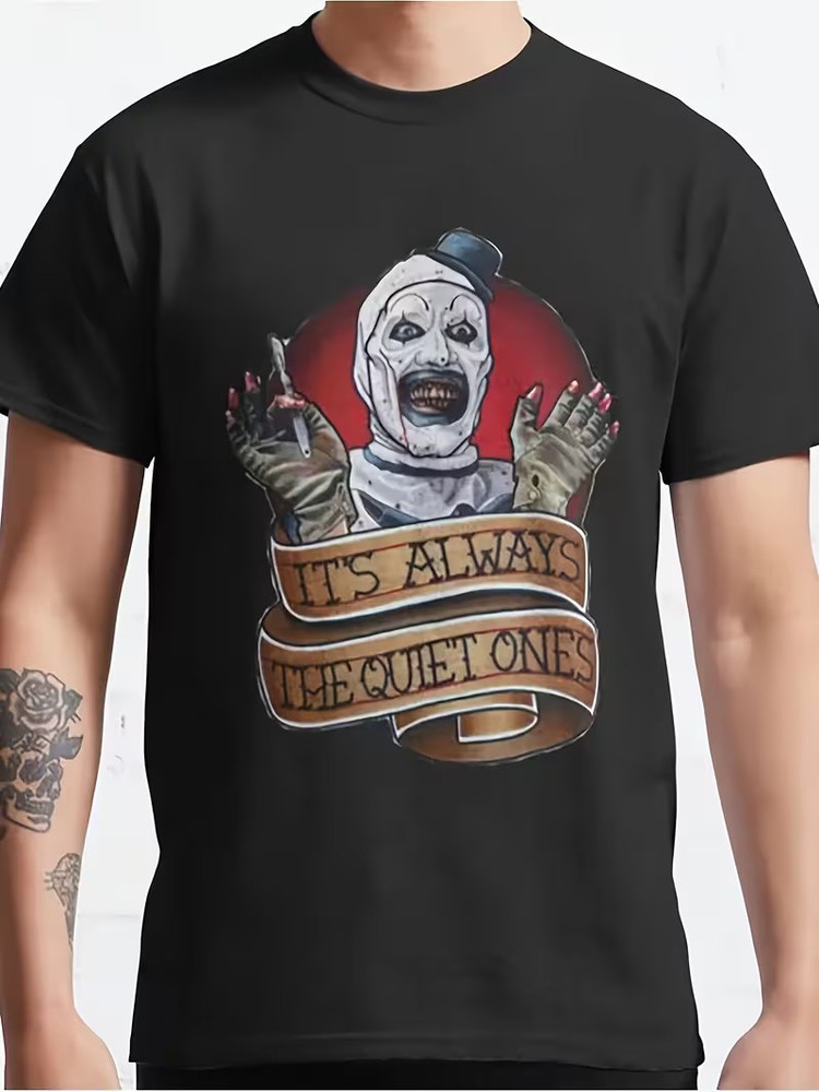Men’s Pennywise-Inspired “It’s Always the Quiet Ones” Horror T-Shirt – Black Sho