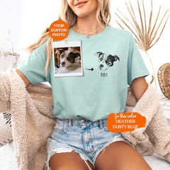 Custom Pet Portrait Comfort Tee Dog Cat Personalized Gift