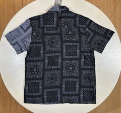 Original Deluxe Supply Mens LARGE Black & Gray Paisley SS Button Up Dress Shirt