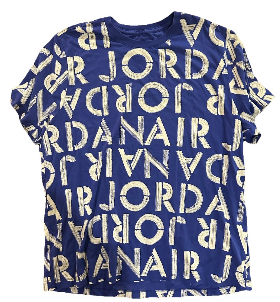 Nike Air Jordan All Over Print T Shirt Blue White Graphic XXL Jumpman
