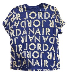 Nike Air Jordan All Over Print T Shirt Blue White Graphic XXL Jumpman