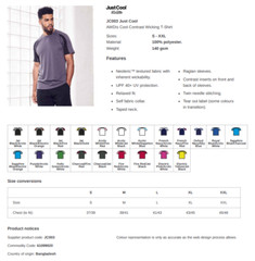 Personalised Custom Printed AWDis Contrast Cool T-Shirt Sports Polyester Tee TOP