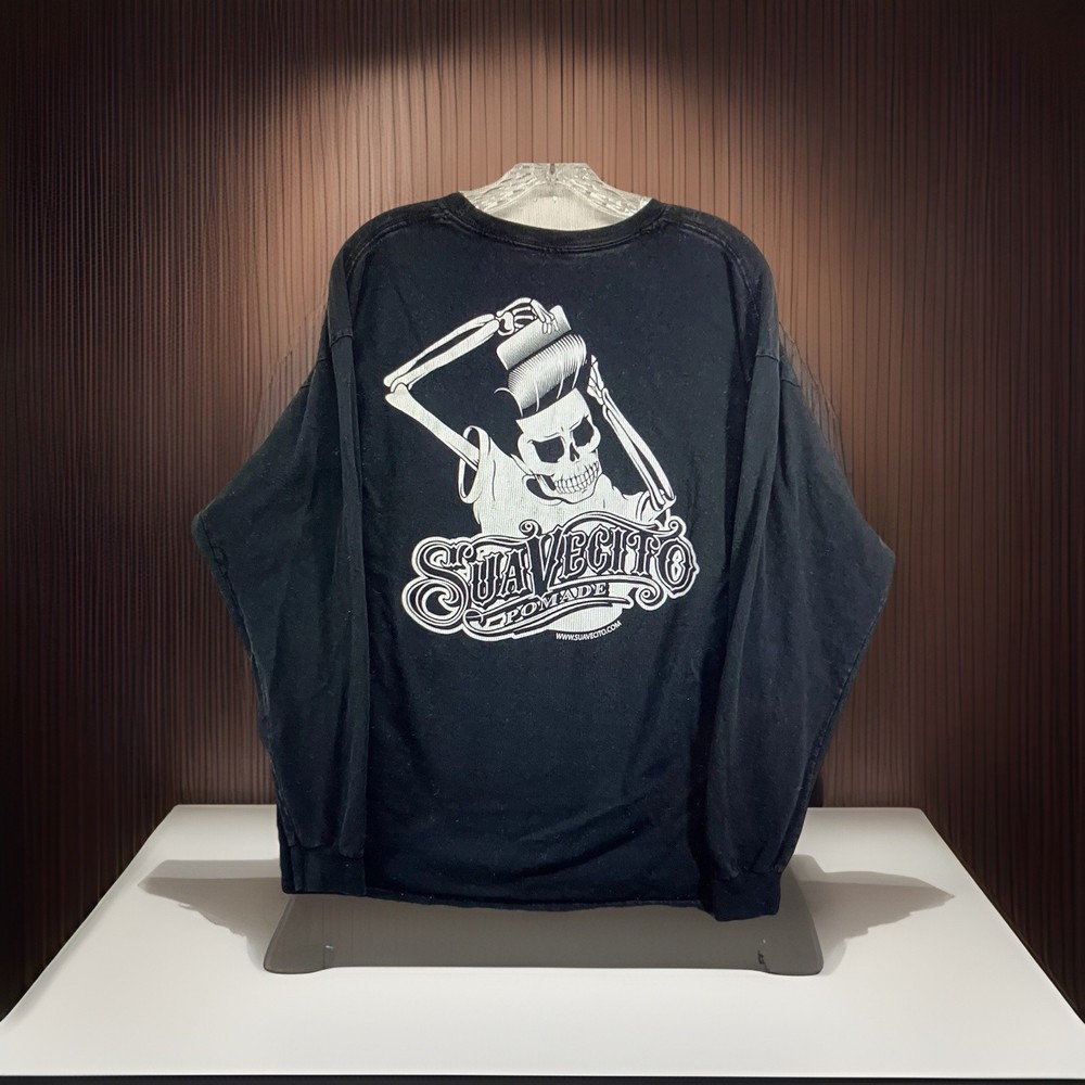 Suavecito Pomade Long Sleeve T Shirt Mens XL Skull Graphic Slick Greaser Black