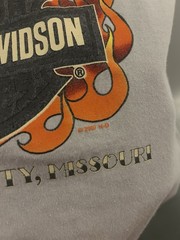 Vintage 00s Harley Davidson Old English Spellout Logo Flame Shirt Large Gray 07