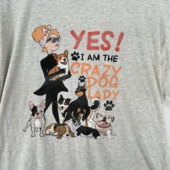 Vintage Crazy Dog Lady Shirt Mens XL Gray 90s Y2K Funny Unisex Animal